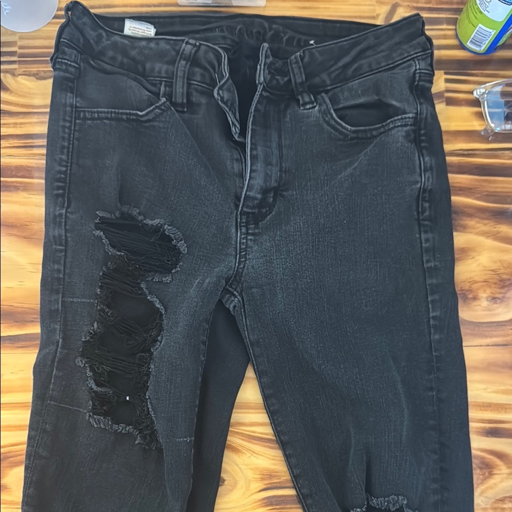 American Eagle Outfitters Black Distressed Jeans
